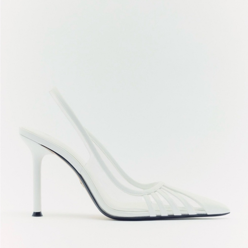 Zara White Slingback Heels size 37